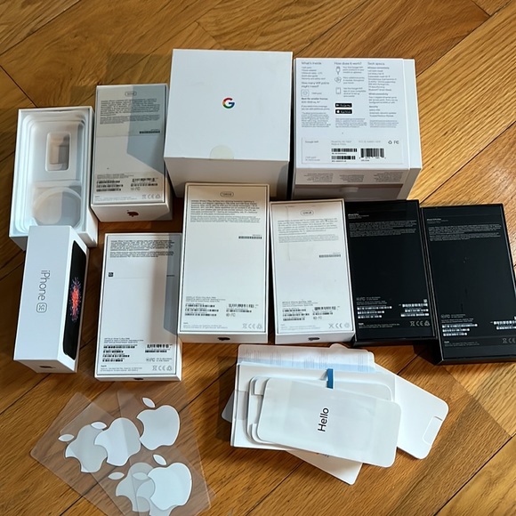 Bundle of 10 empty iPhone boxes, google Wi-Fi, screen prtcrs & Apple stickers - Picture 10 of 11